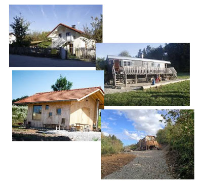 Collage der 4 Häuser